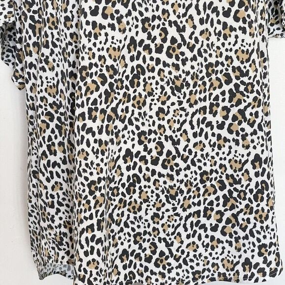 Gap Womens Blouse V Neckline Top Leopard Print Short Sleeve Plus Size XXL - Picture 7 of 12